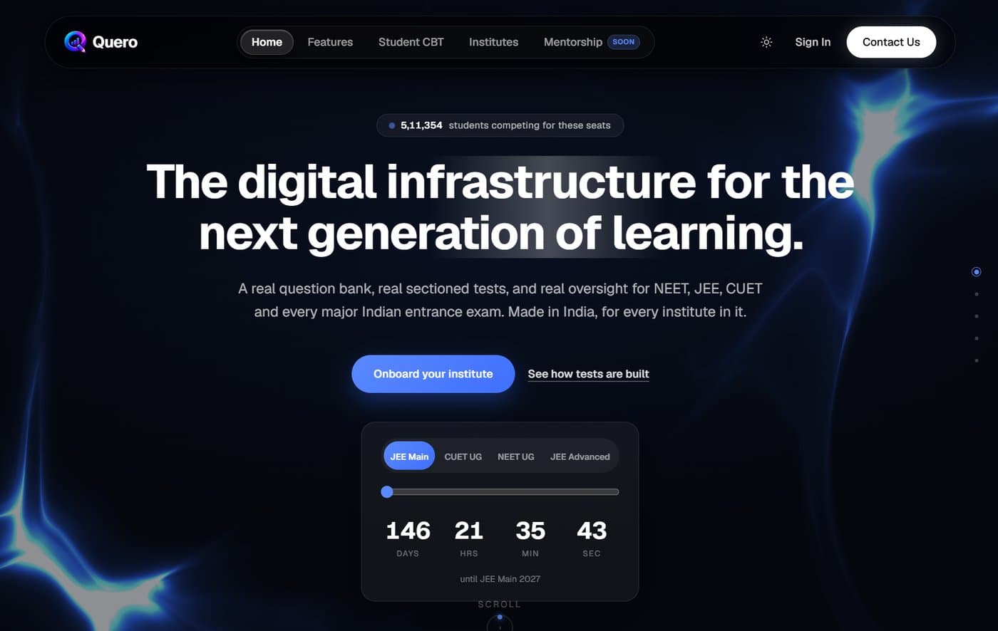 Quero homepage screenshot